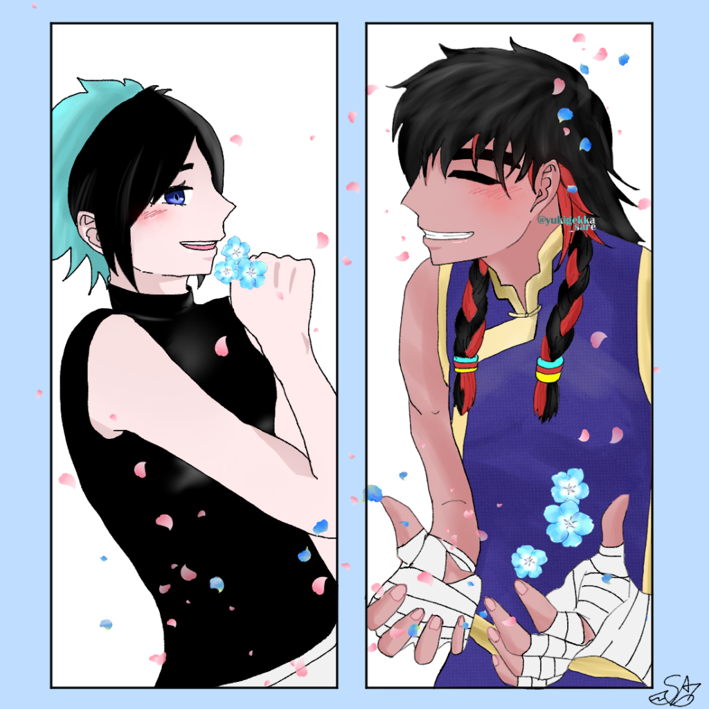 桜とネモフィラ